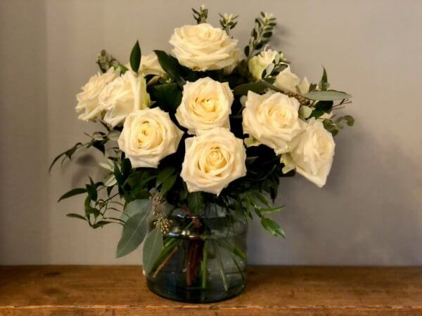 White Rose Vase Arrangement