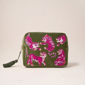 Elizabeth Scarlett Wild Tiger Velvet Wash Bag